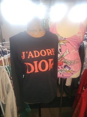J'Adore DIOR Black Sweatshirt with Coral Logo